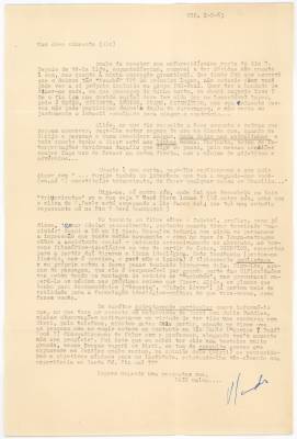 Carta de Vladimir Herzog para Jean-Claude Bernardet, 9 maio 1963